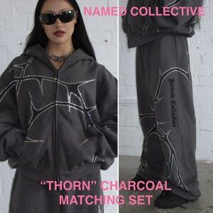 SOLD! Named Collective Thorn Zip Hoodie Sweatpants Tracksuit Set Charcoal Gray